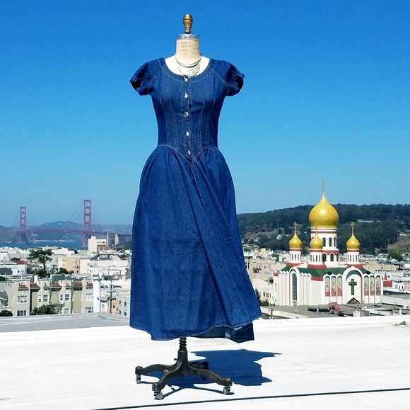 Dresses & Skirts - Vintage Denim Maxi Dress, Sz 8/M